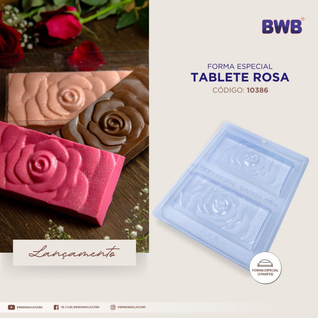 10386 - Forma de Acetato com Silicone 3 Partes Tablete Rosa BWB em Oferta na Shopee