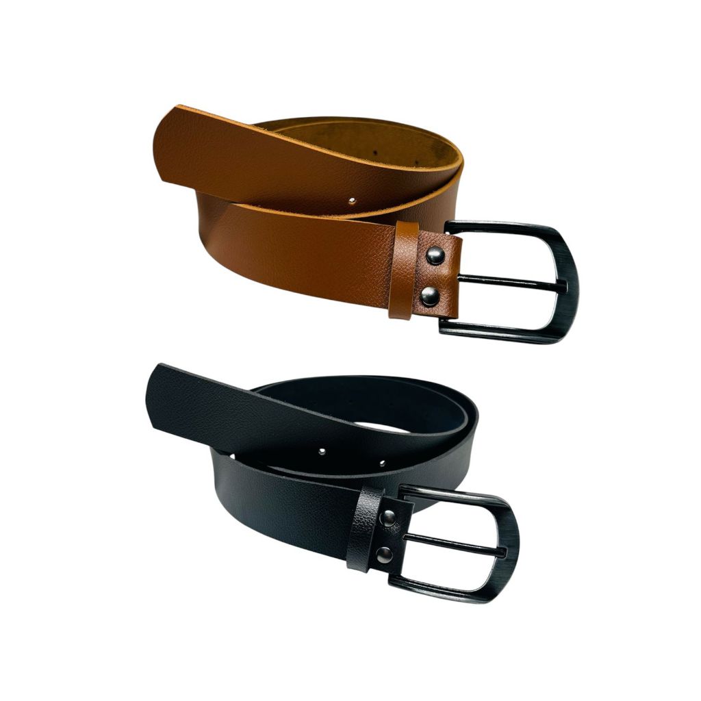 Kit 2 Cinto Masculino Casual Plus Size Social Couro Sintetico Fivela Grafite Básico - Antony