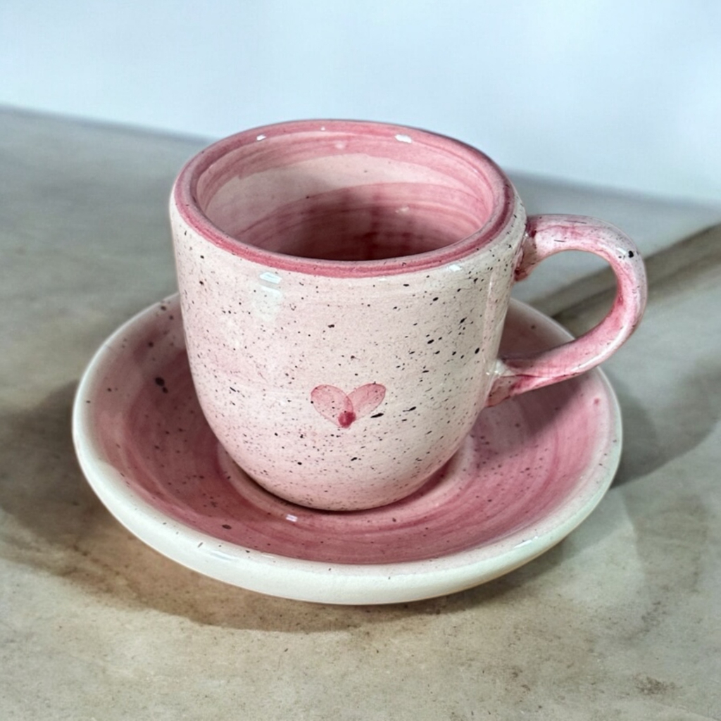 Xícara de Café 50ml Com Pires Feito em Cerâmica