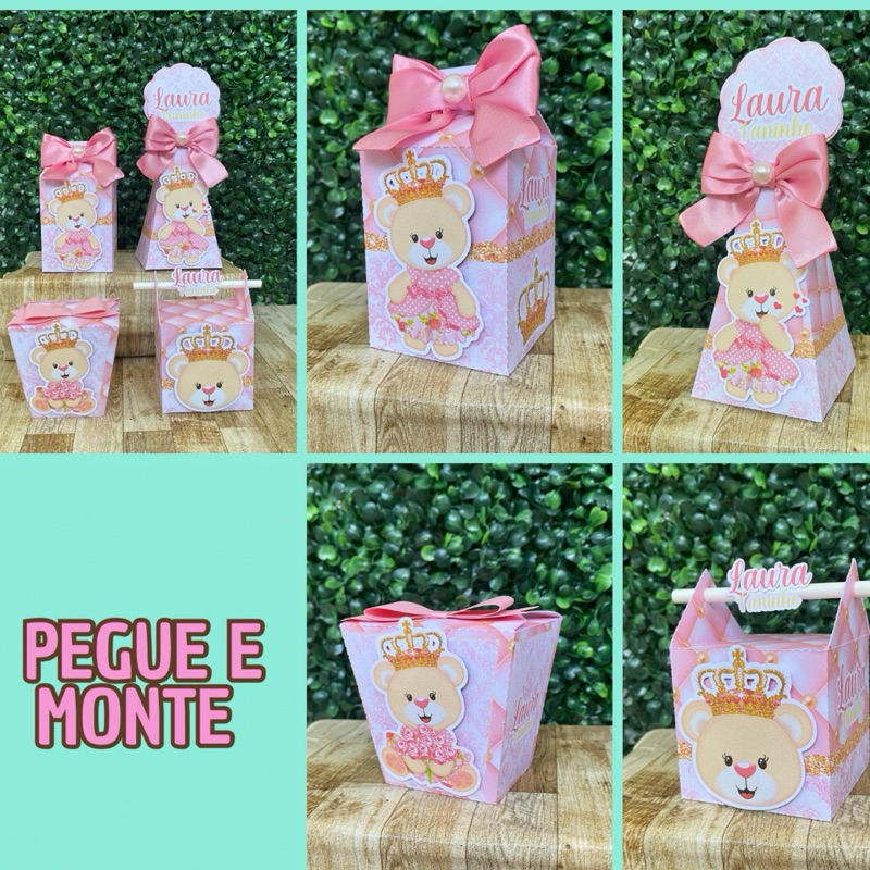 Kit Festa PEGUE E MONTE Ursinha Princesa Personalizados | Lembrancinhas | Festa infantil