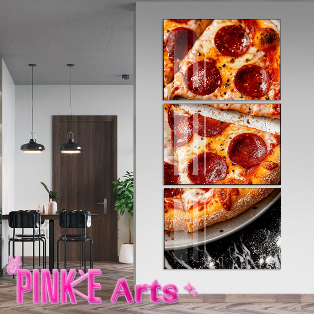 QUADRO DECORATIVO KIT 3 PEÇAS PIZZARIA PIZZA COMÉRCIO RESTAURANTE DECORAÇÃO PLACA MDF 4K FULL HD