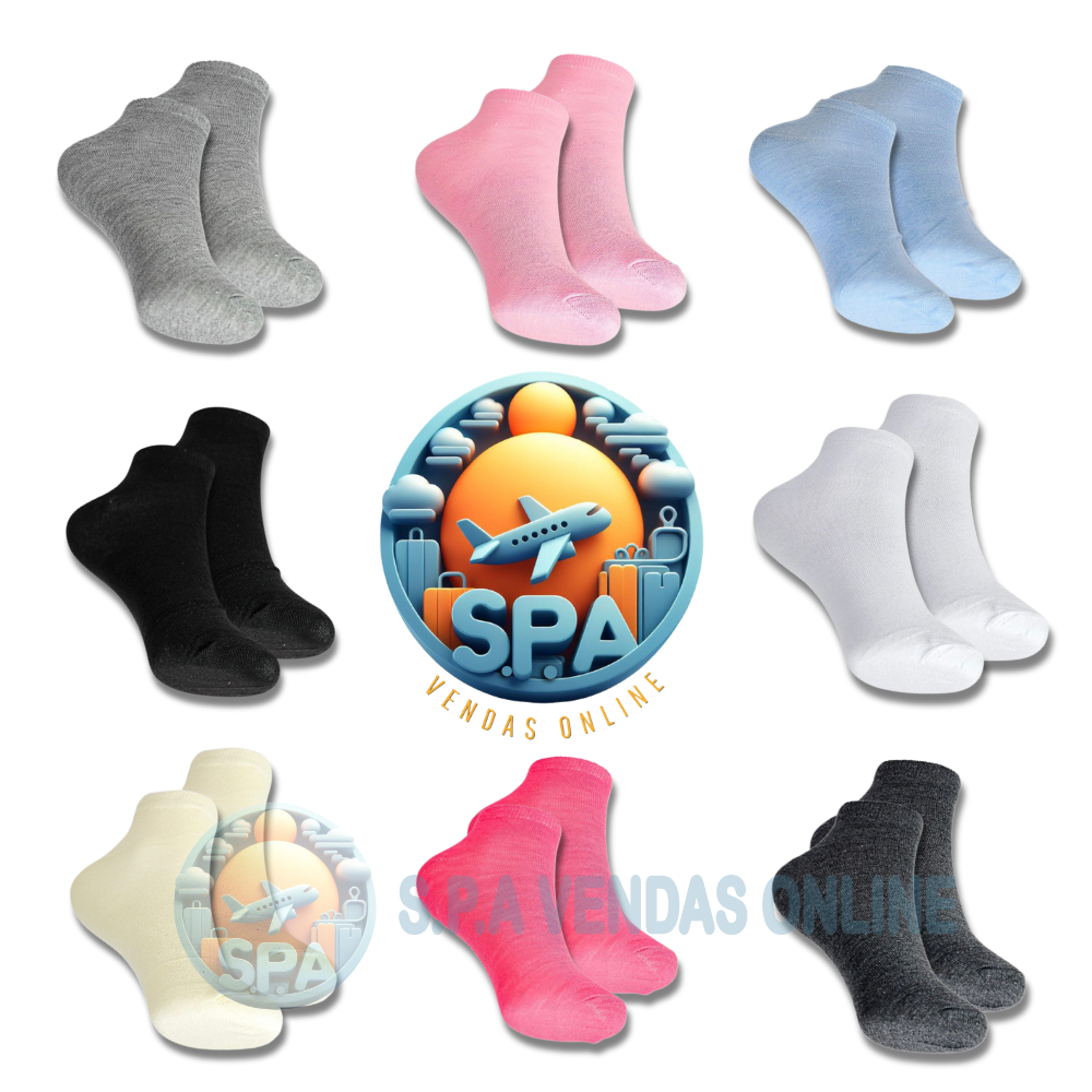 Kit 18 Pares de Meia FEMININA de algodão Cano Curto lisa Feminino (MULHER)