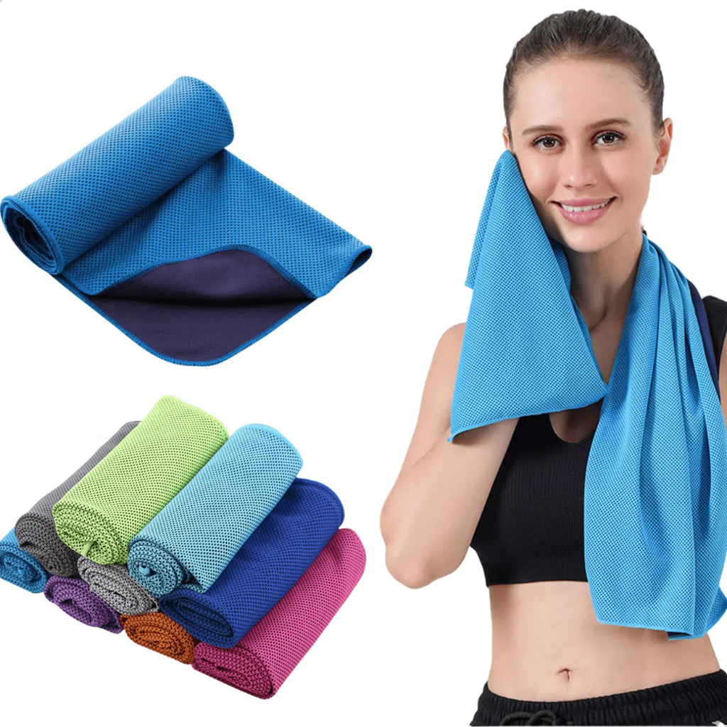 Toalha de Rosto Academia Fit Microfibra Refrescante Seca Rápido + Estojo