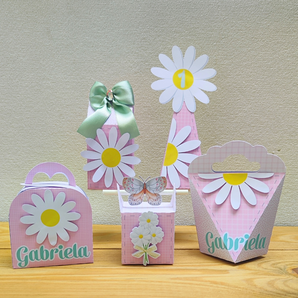 Kit de Festa Personalizado Margaridas | Lembrancinha De Aniversário Margaridas | Aniversário Margaridas