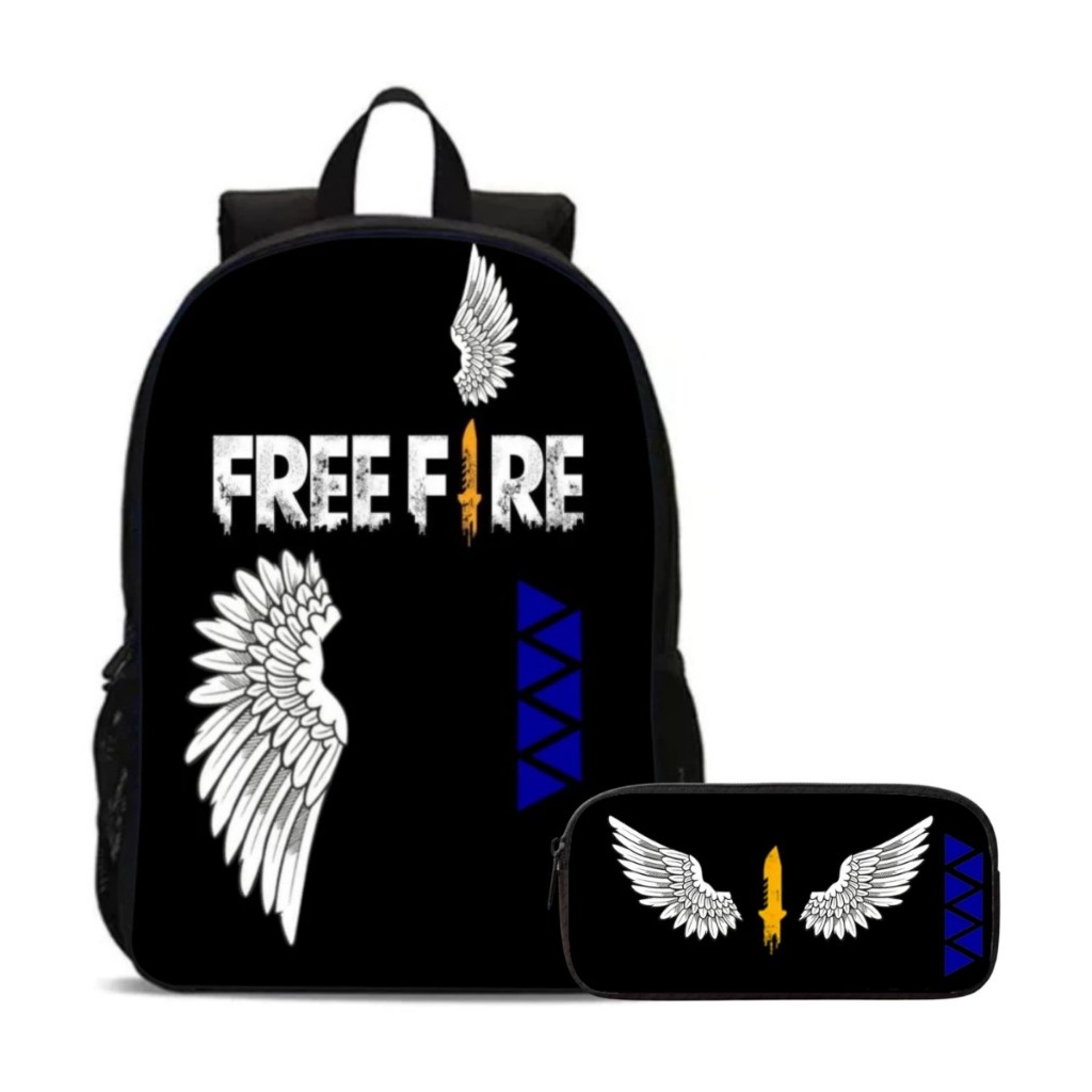 Kit Escolar Mochila e Estojo Para Menino Jogo Free Fire Angelical