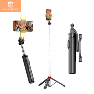 H'maston ZP-15 Selfie stick 1.35M de sem fio Bluetooth tripé portátil retrátil Com Controle E Led em Oferta na Shopee
