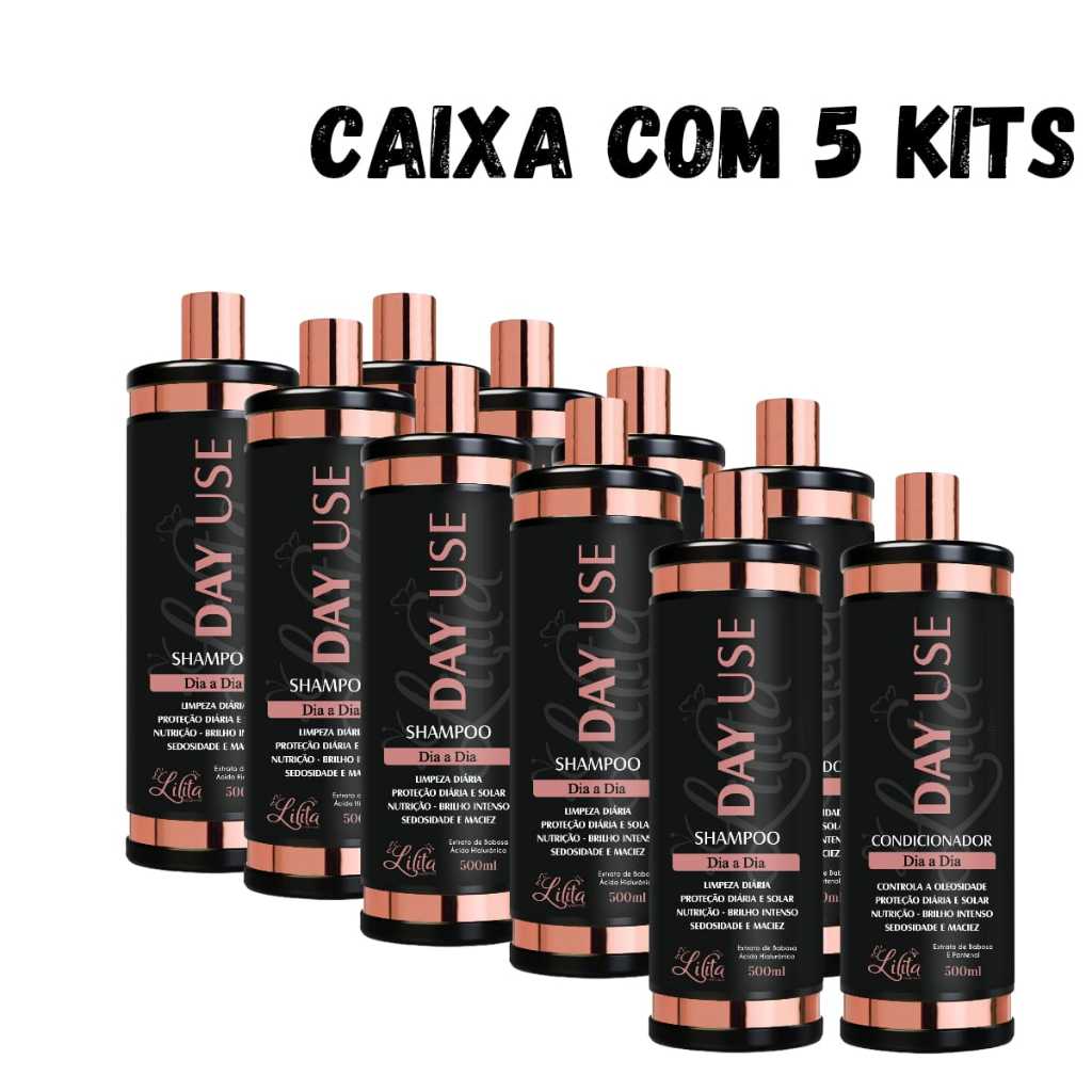Kit De Cabelo Shampoo e Condicionador 500 ml Uso Diário 5 Unidades