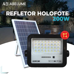 Holofote Solar Refletor Led 200w Prova D'àgua C/placa Solar Para Jardim e Ambientes Exteriores