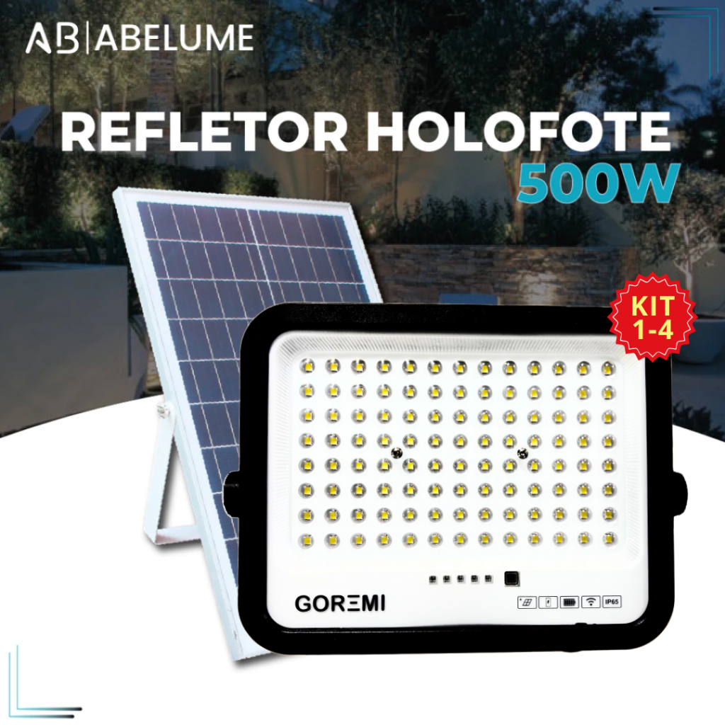 Holofote Solar Refletor Led 500w Prova D'àgua C/placa Solar Para Jardim e Ambientes Exteriores em Oferta na Shopee