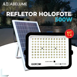 Holofote Solar Refletor Led 500w Prova D'àgua C/placa Solar Para Jardim e Ambientes Exteriores