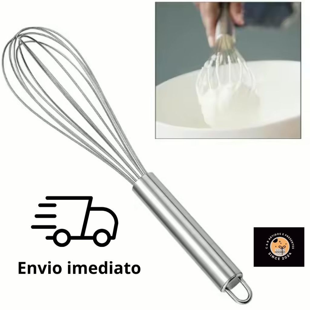 Fouet Fue Batedor de Ovos e Massas Profissional em Aço Inox 30 CM em Oferta na Shopee