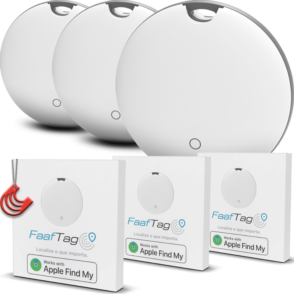 3x Tag Localizador Gps pelo Aplicativo Buscar iPhone Faaftech Faaftag - Com Alerta Alarme Sonoro