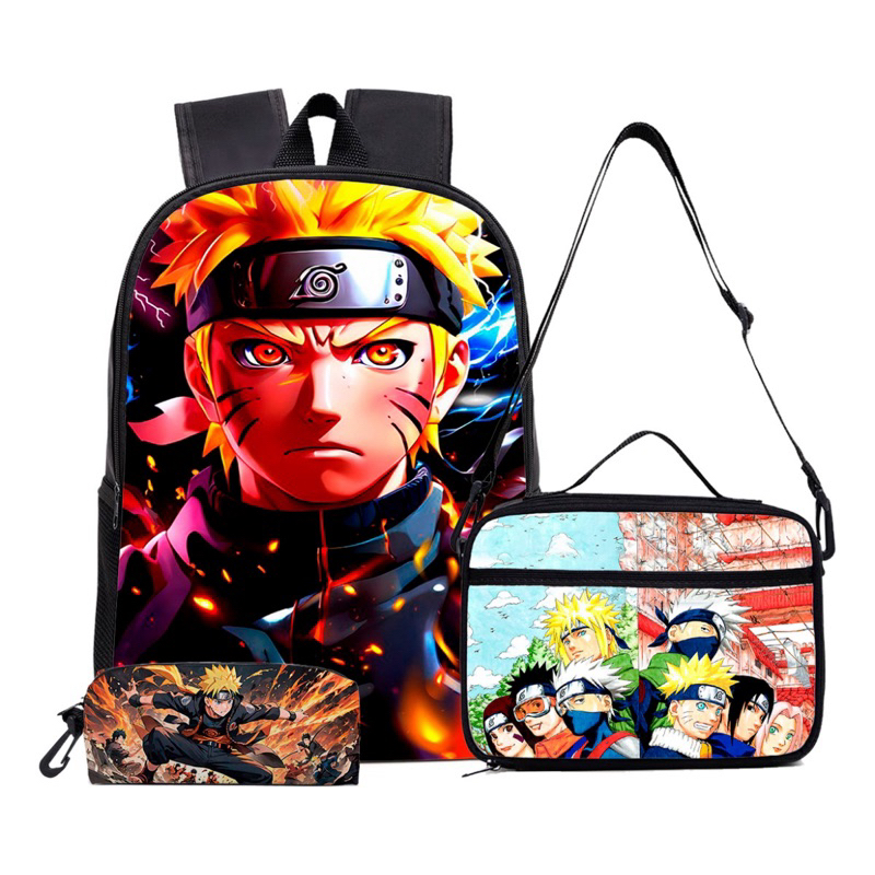 kit mochila Naruto lançamento +lancheira térmica e estojo