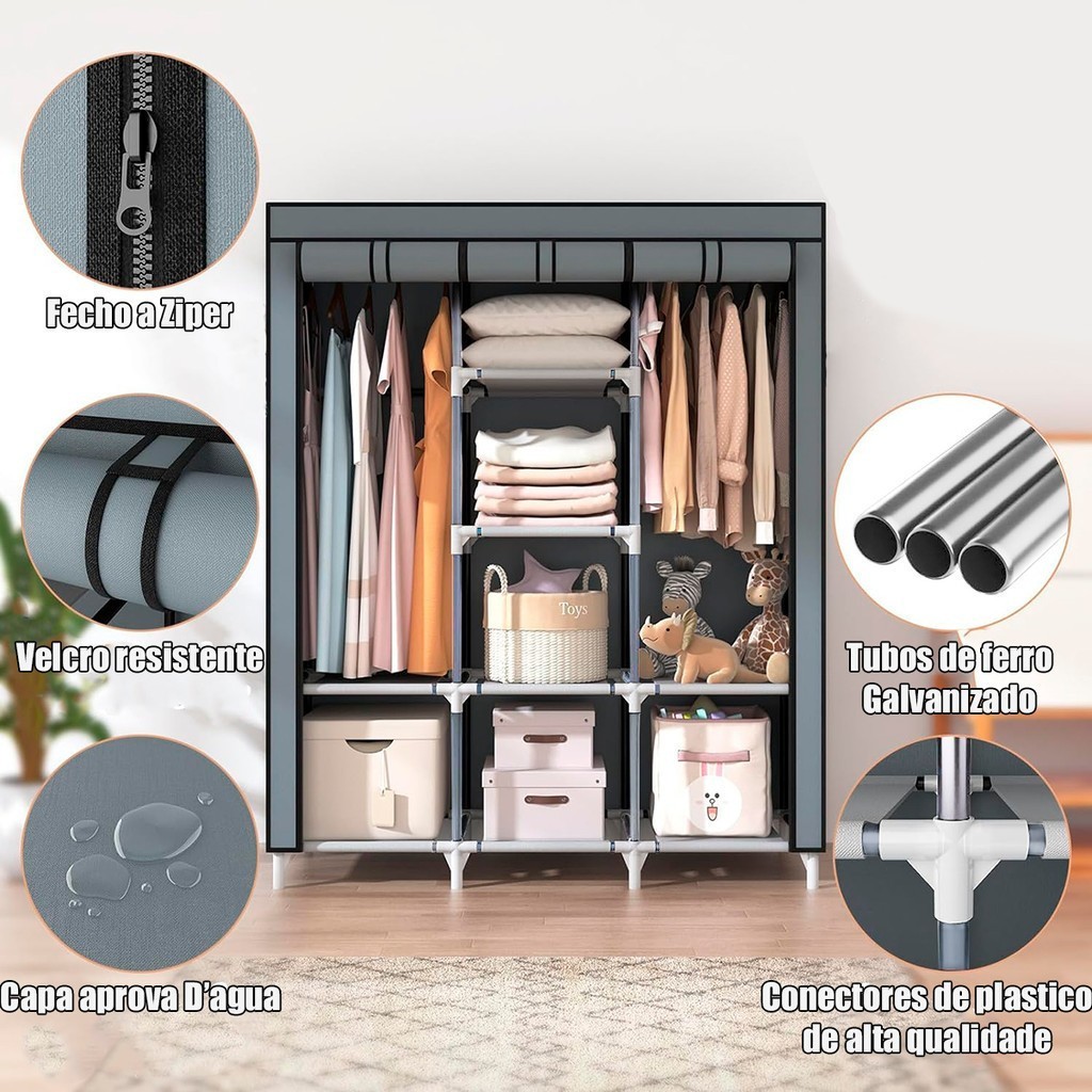 Guarda Roupa Dobrável Organizador De Roupas Portátil Multiuso Armário Organizador