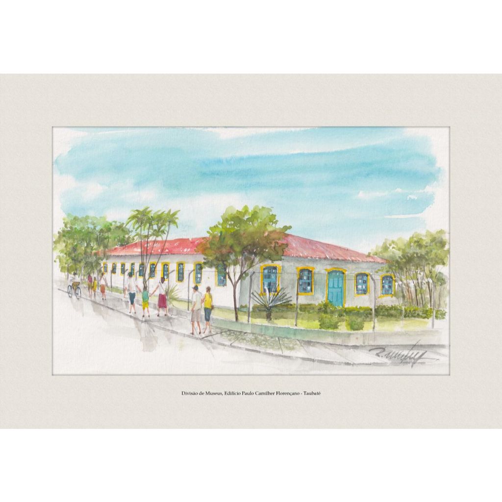 Edifício Paulo Camilher Florençano - Taubaté | Pintura Aquarela | Decoração Elegante | A4