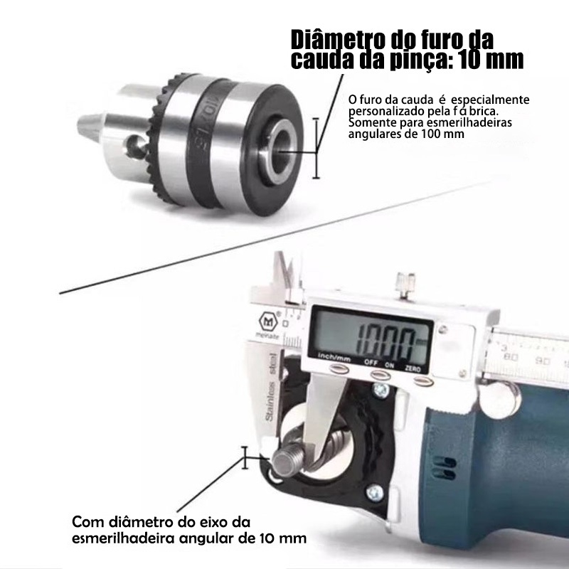 Mandril Adaptado Para Esmerilhadeira Com Chave femea Rosca M14.