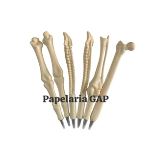 6 Canetas em formato de osso/ Escrita AZUL / Ponta esferográfica em Oferta na Shopee