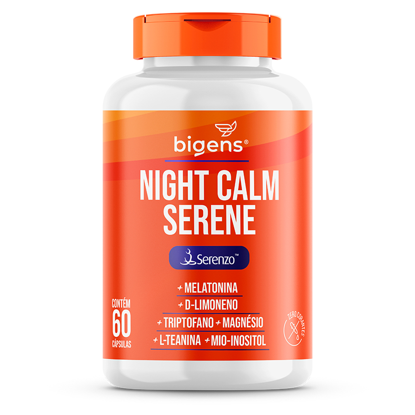 Night Calm Serene 🌙 com ( Serenzo ™ ) Triptofano, Magnésio, Teanina, Inositol | 60 Cáps | Bigens em Oferta na Shopee