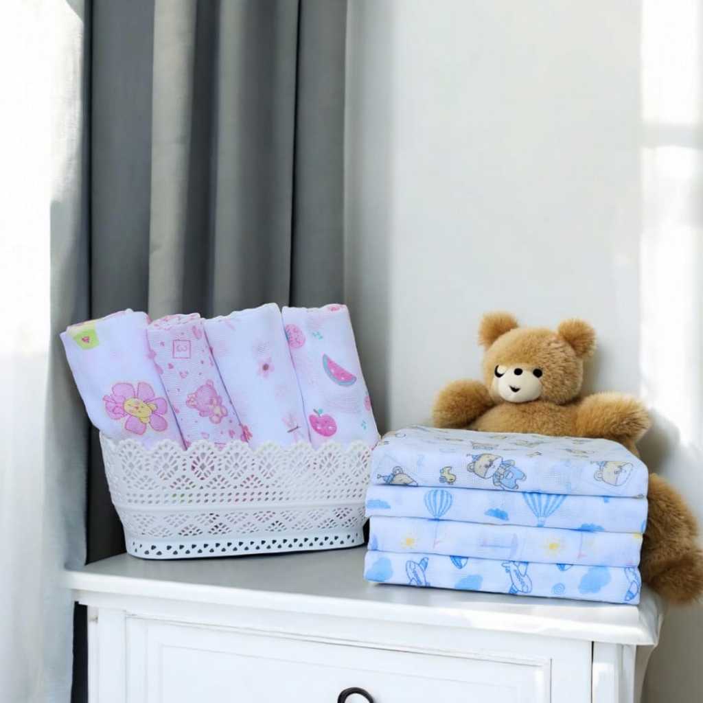 Kit 5 Fralda estampada e  Branca com bainha tecido  duplo e macio  fralda luxo grande de  ...