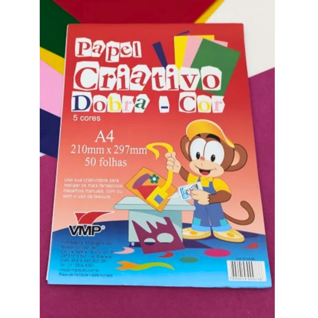 Papel Criativo Dobra-Cor A4 50 Folhas Colorido Volta as Aulas em Oferta na Shopee