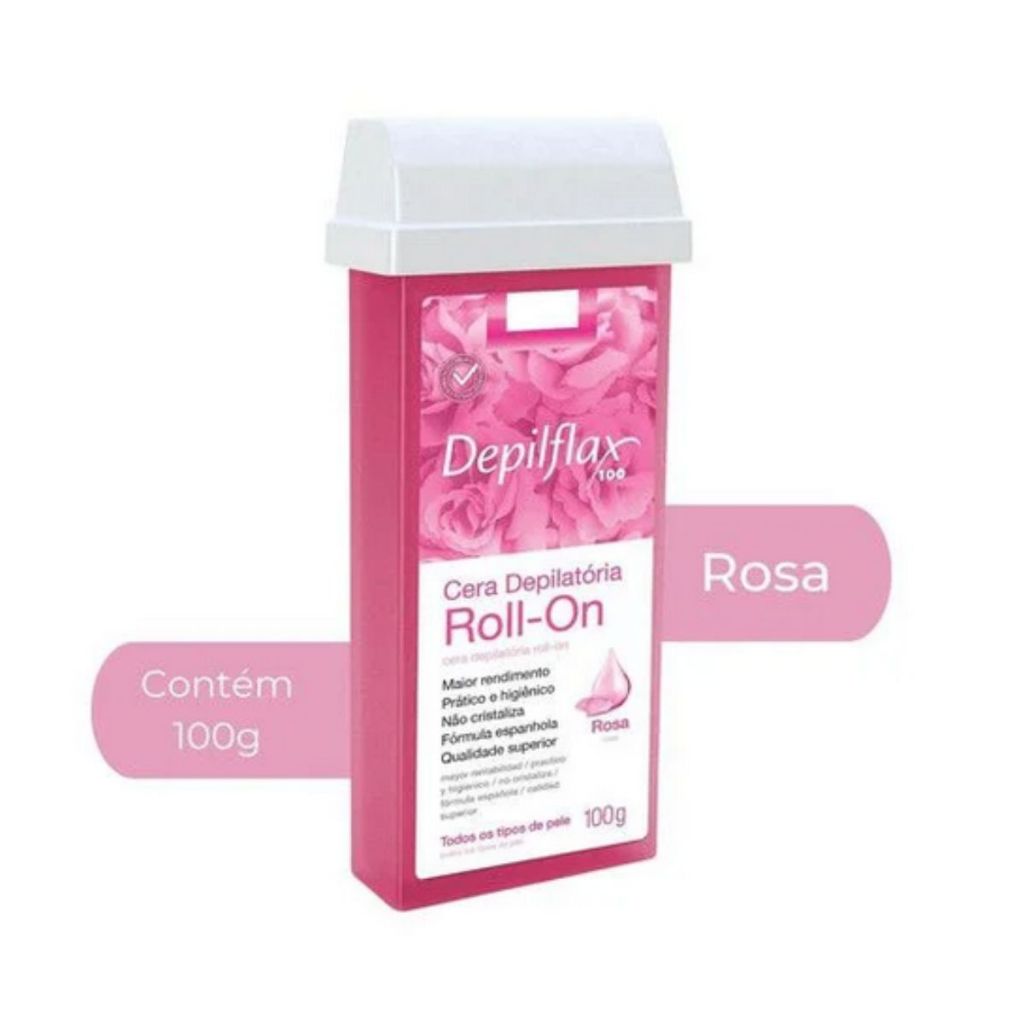 Depilflax Cera Depilatória Refil Roll-on Rosa 100g DEPILAÇÃO