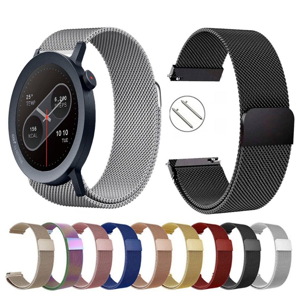 Pulseira de 22mm milanesa aço inox para Smartwatch CMF Watch 2 PRO de Engate Rapido