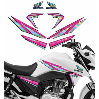 Kit Adesivo Holográfico Titan 160 Personalizado Camaleão em Oferta na Shopee
