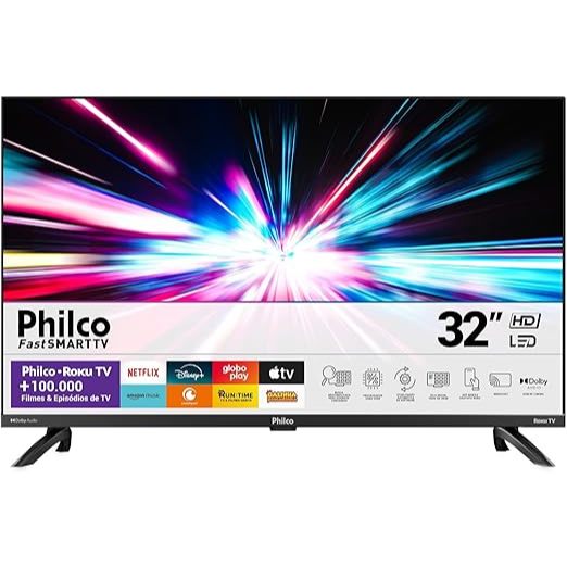 Smart TV 32" Philco Led PTV32G7PR2CGB Roku TV Dolby Audio