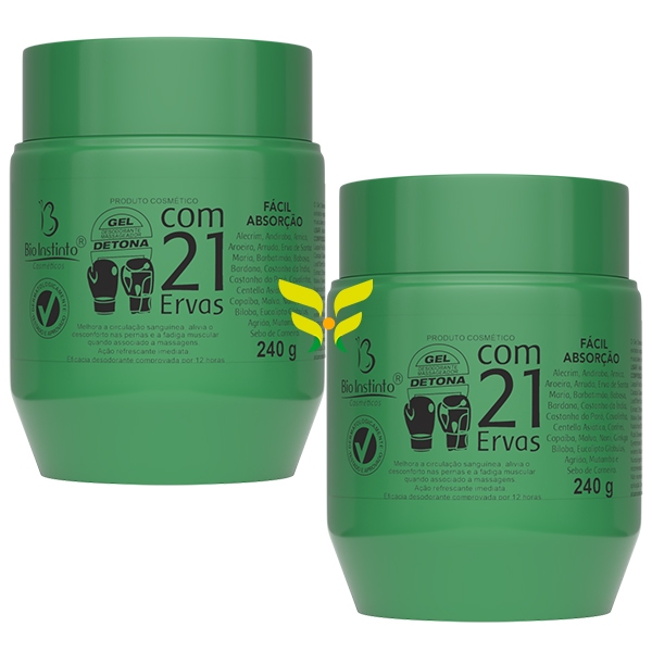 Kit 2 Unidades Gel Massageador DETONA 21 ERVAS 240g BIO INSTINTO em Oferta na Shopee