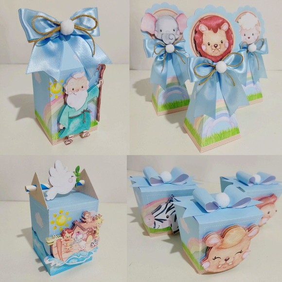 Kit Papelaria Personalizada Arca de Noé Caixa Caixinha para Festa DESMONTADO em Oferta na Shopee