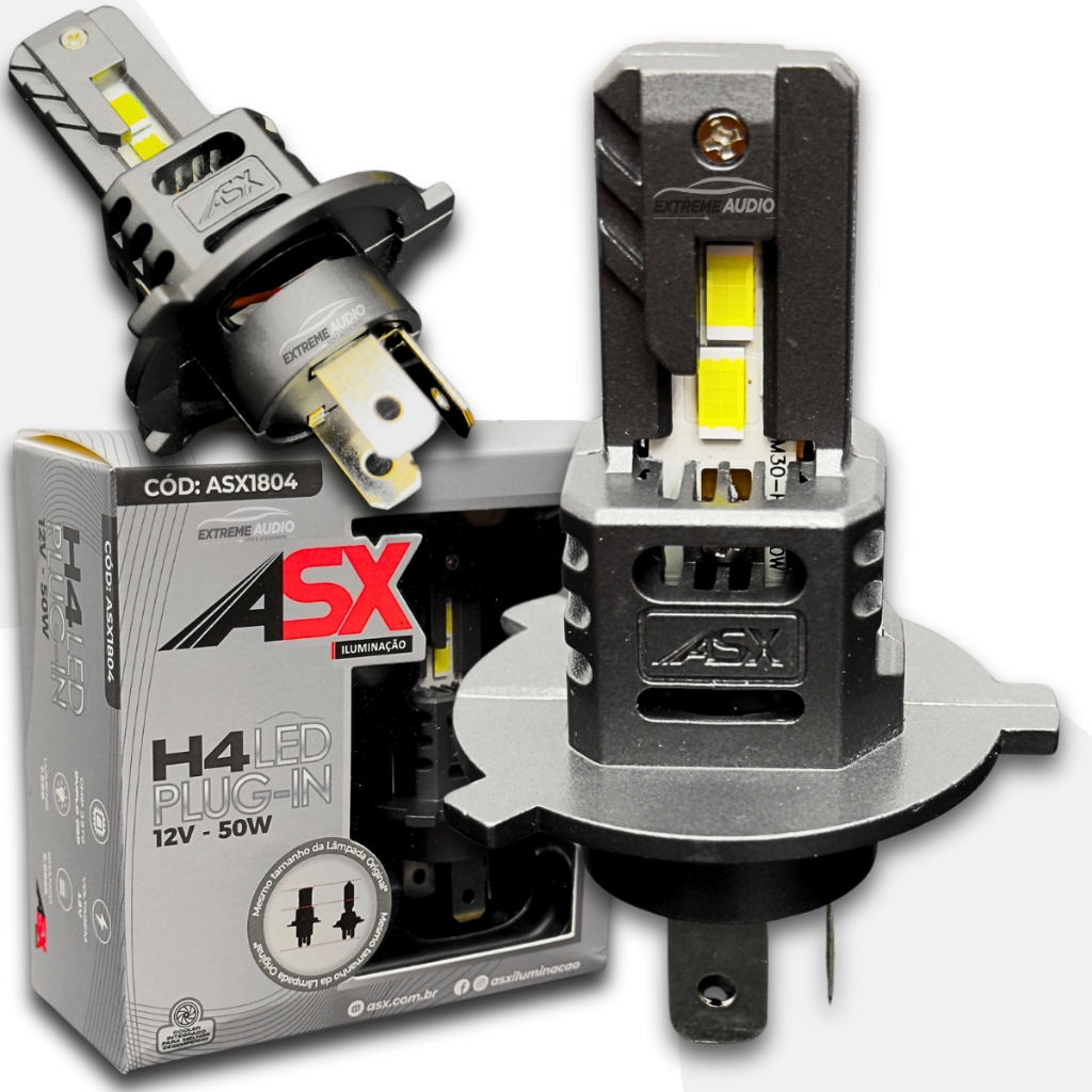 Par De Lampada De Led Asx Plug-In 12V 50W 7500 Lumens 6000K em Oferta na Shopee