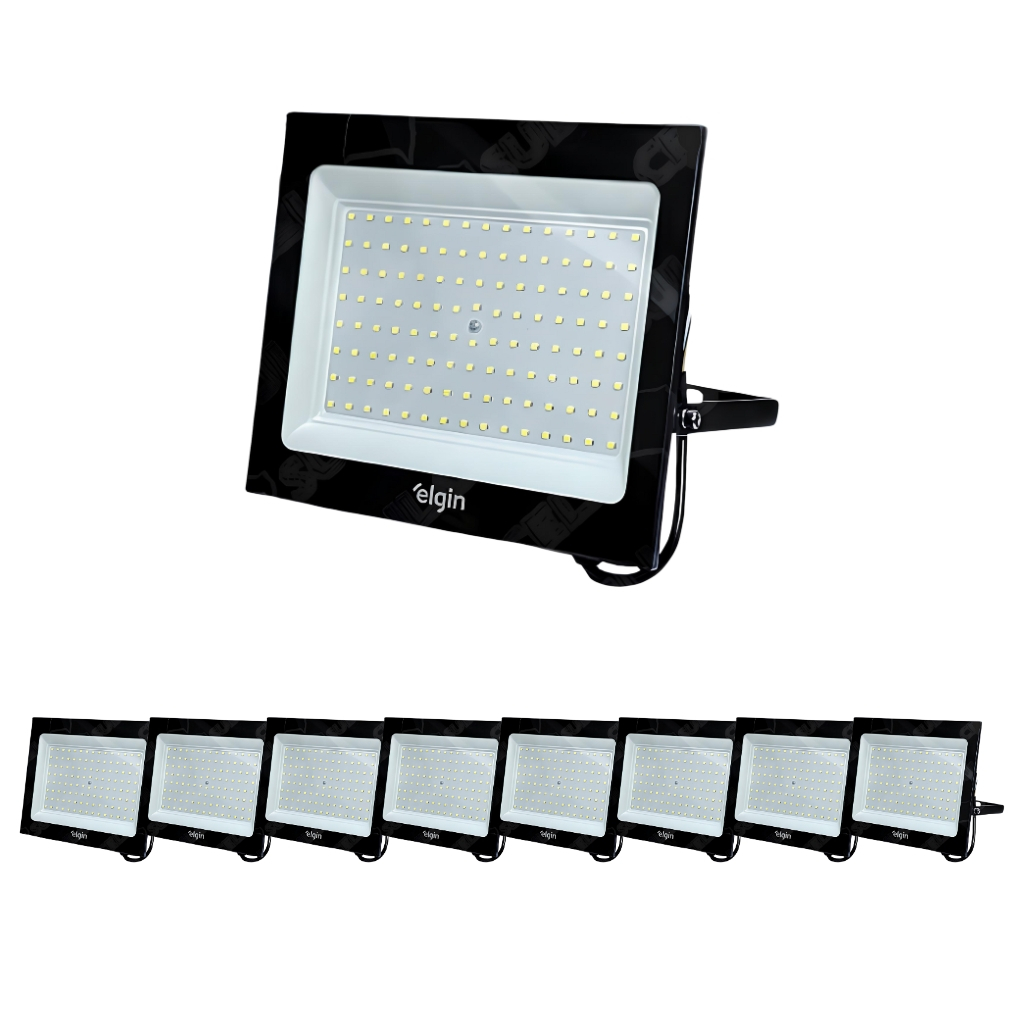 Kit 9 Refletores Led Holofote Elgin 200w Branco Frio 6500K Bivolt Econômicov em Oferta na Shopee