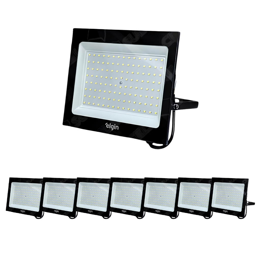 Kit 8 Refletores Led Holofote Elgin 200w Branco Frio 6500K Bivolt Econômico em Oferta na Shopee