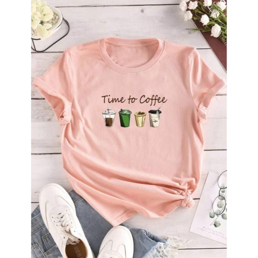 Camisa Hora Do Café Estampada Camiseta T-Shirt Feminina E Masculina 100% Algodão Time To Coffee
