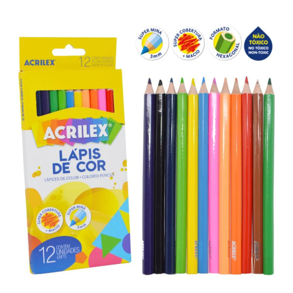 Lapis de Cor Cx C/12 Cores Acrilex
