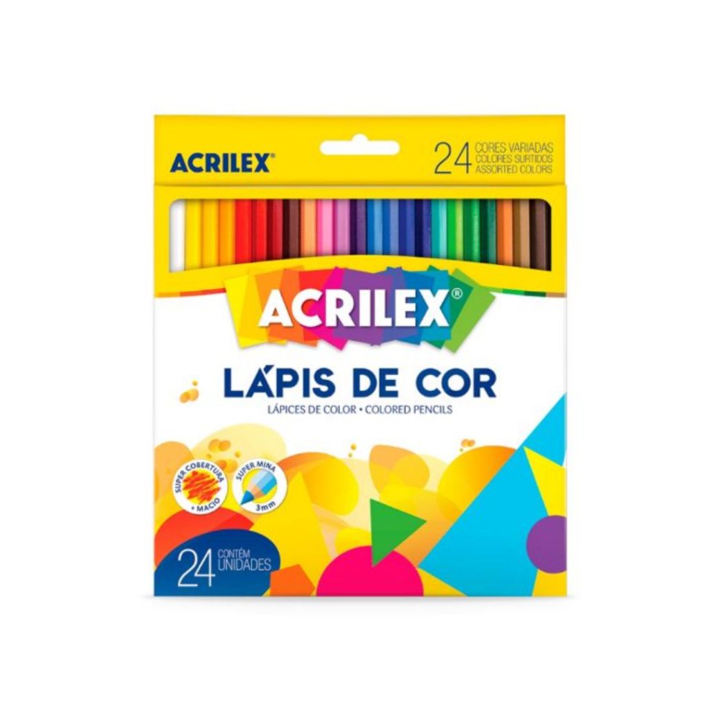 LÁPIS DE COR ACRILEX - 24 CORES em Oferta na Shopee