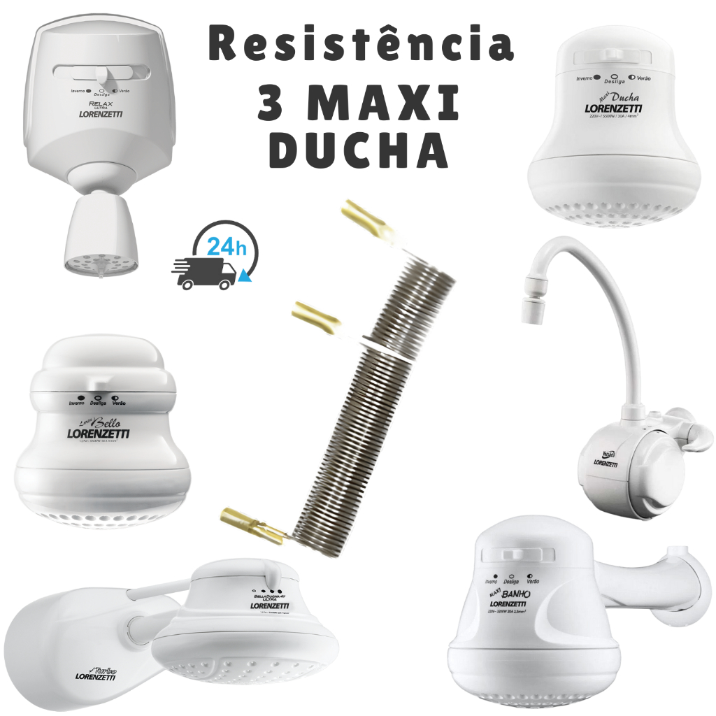Resistencia Para Chuveiro Torneira Elétrica Lorenzetti Astra Cardal 3 Temperaturas 127v/220v