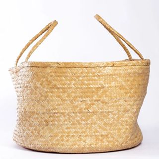 Cesto Decorativo Organizador Palha de carnaúba Grande 50x30 em Oferta na Shopee