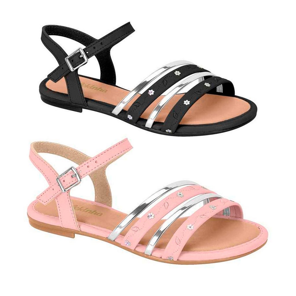 Sandalia Molekinha Rasteirinha Tiras Menina 21571095 - Baby & Kids Fashion