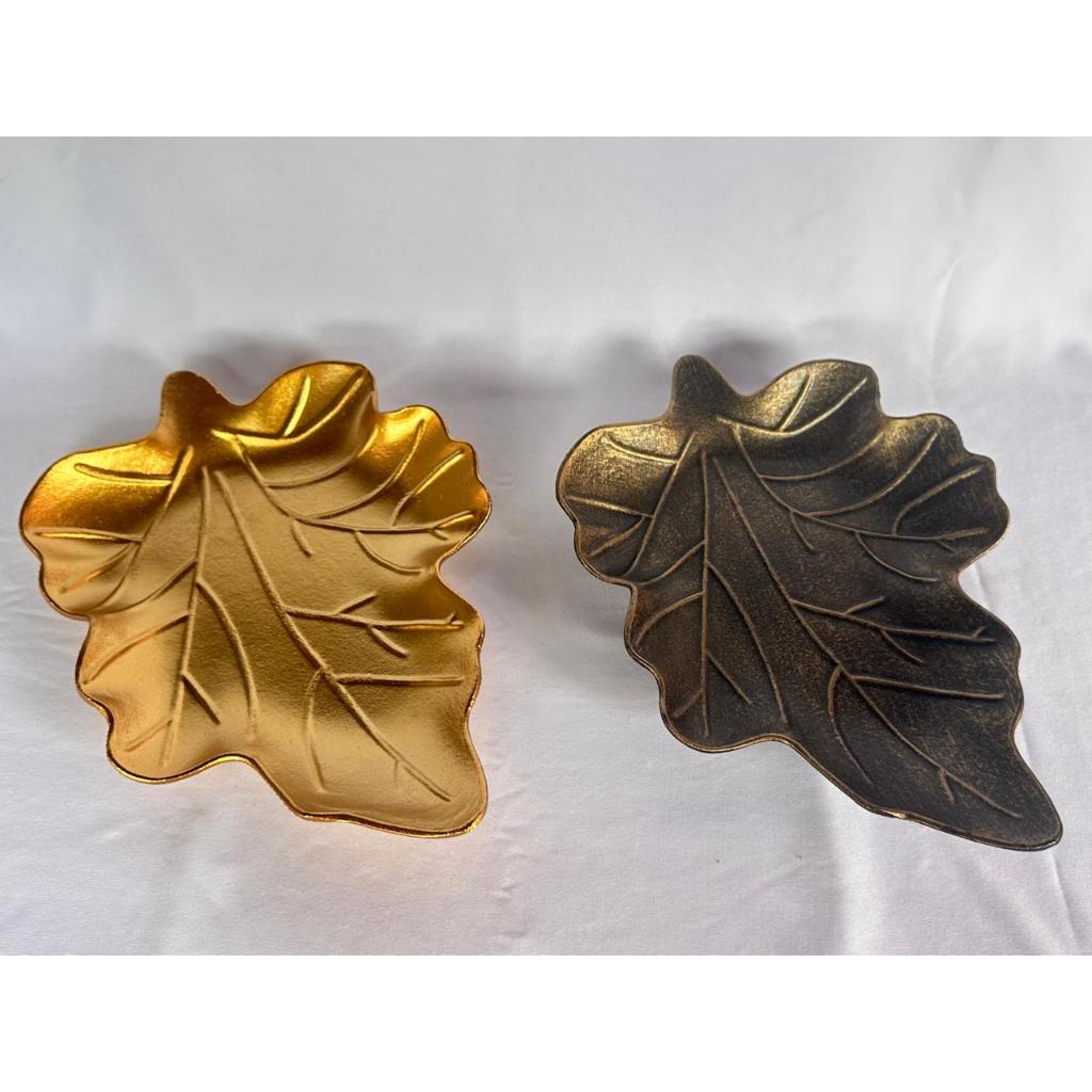Centro de Mesa de Folha Dourada Bandeja Mdf Madeira Preta Grande Decoração Enfeite