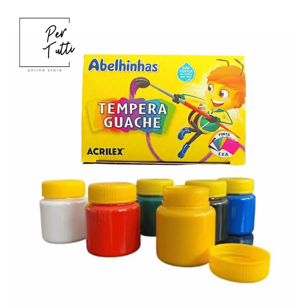 Tinta Guache Escolar 6 Cores Tempera Guache Acrilex