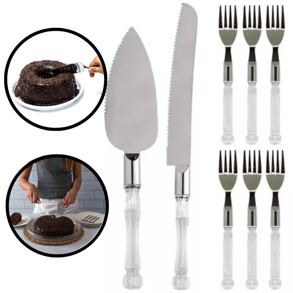 Conjunto Para Bolo Com Faca Espatula Garfinhos 8 Peças- Wellmix