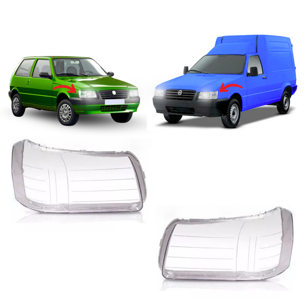 Par de Lentes do Farol Fiat Uno Fiorino 2004 2005 2006 2007 a 2013 Mille Vivace Economy Way Sporting em Oferta na Shopee