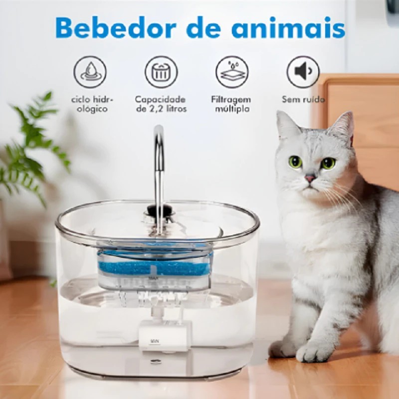 Bebedouro Para Gatos Cães Fonte Com Filtro Água Circulant