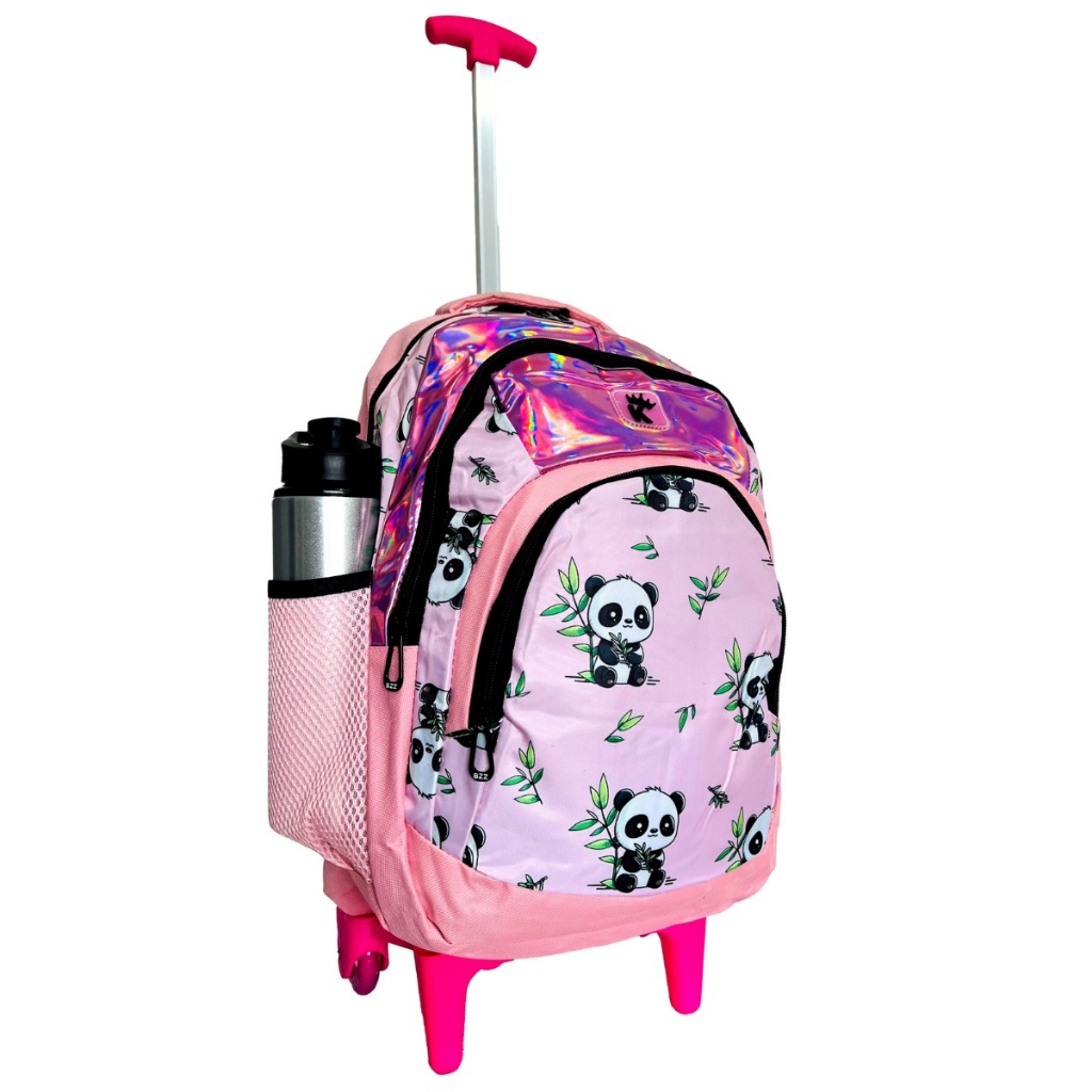 Mochila Pandinha Escolar de Rodinhas para meninas com 3 bolsos Grandes em Oferta na Shopee