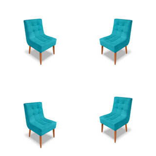 Kit 4 Cadeiras Luxo Trida para Sala de Jantar Decorativa Suede Premium