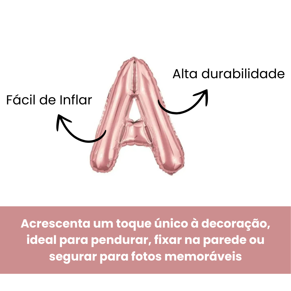 Balão Letra Gigante Metalizada Rose Gold - 75cm