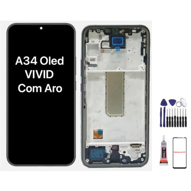 Frontal Touch Lcd Display Tela Compatível Galaxy A34 5G A346 Oled/Incell Com Aro