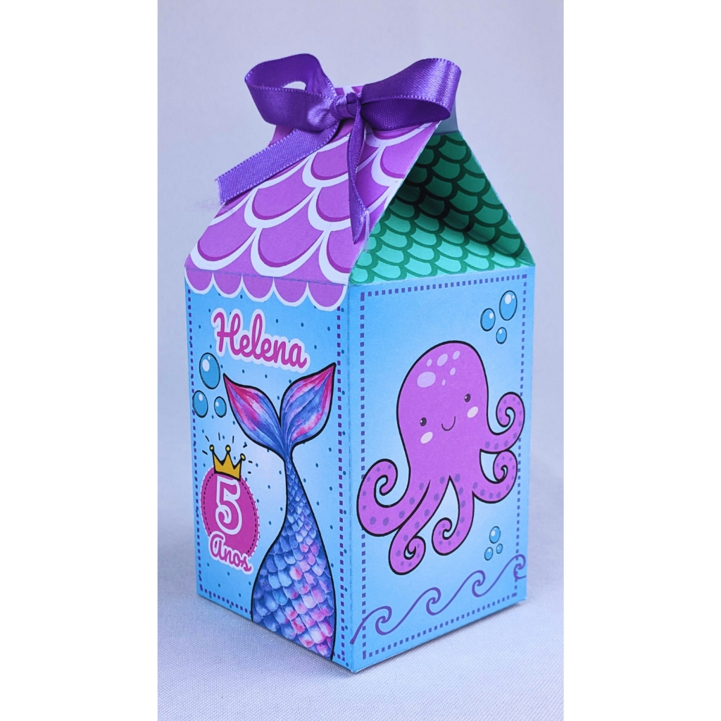 Kit 10 a 50 Caixinhas Calda Sereia Milk Personalizada Papel Offset 180g Sem Lacinhos Para Presentear Convidados