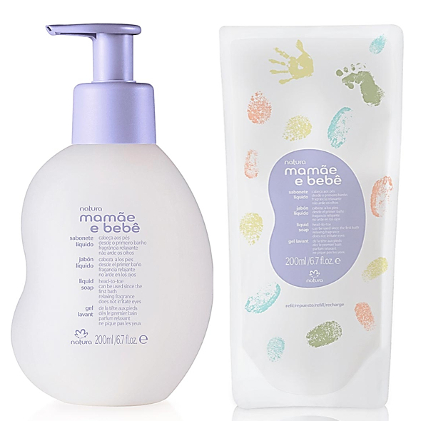 Sabonete líquido Relaxante Mamãe e Bebê Natura - 200ml Regular ou Refil (a escolher)